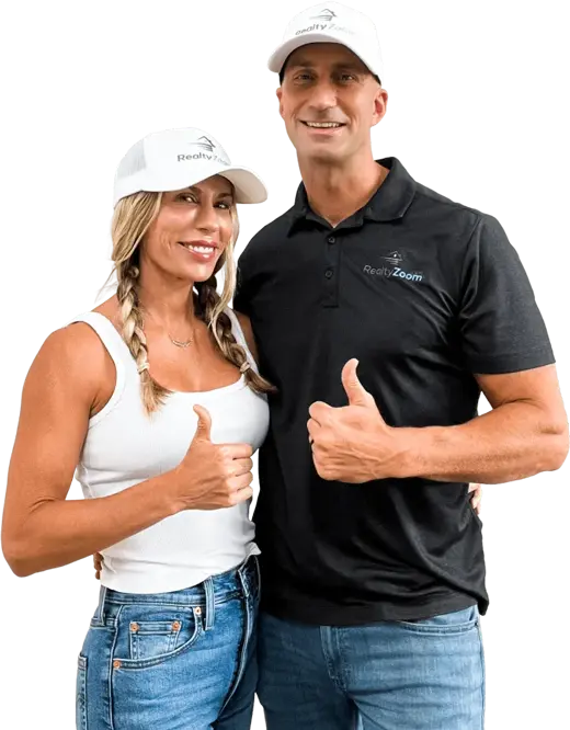 A Local Buyer owners giving a thumbs up, signaling a successful home sale and approved cash offer.