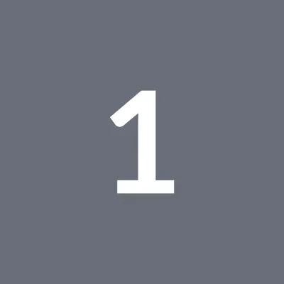 Large white number 1 centered on a dark grey square background.