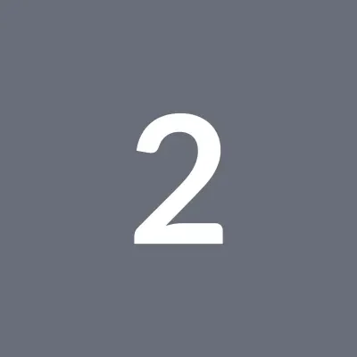 Large white number 2 centered on a dark grey square background.